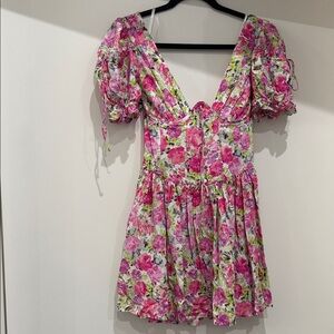 For Love and lemons Floral Puff Sleeve Dress